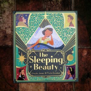 The cover of The Sleeping Beauty, by Ursula Jones. A Black princess in a yellow dress appears on the cover.