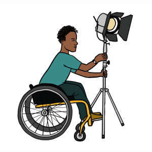 Illustration: wheelchair user with lighting